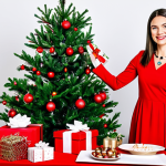 Festive Holiday Live Commerce Setup**

"A brightly lit home studio, decorated for Christmas, featuring a professional businesswoman in a modest red dress presenting holiday-themed products on a table, fully clothed, appropriate attire, safe for work, perfect anatomy, natural proportions, professional photography, high quality. Include Christmas tree, presents, and festive decorations. family-friendly, modest."

**